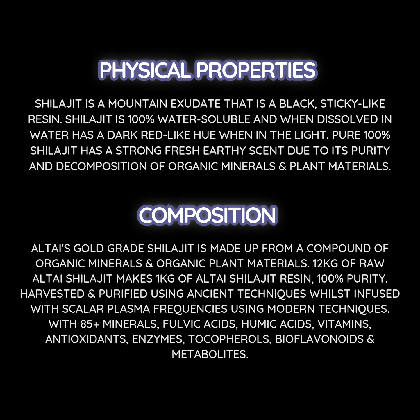 30g Altai’s Gold Grade Scalar Plasma Infused Shilajit